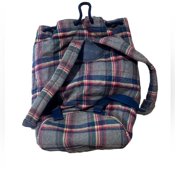 Vintage Gap Tartan Plaid Drawstring Backpack Wool Mt. Whistler Lodge Y2K 90s - Picture 6 of 11